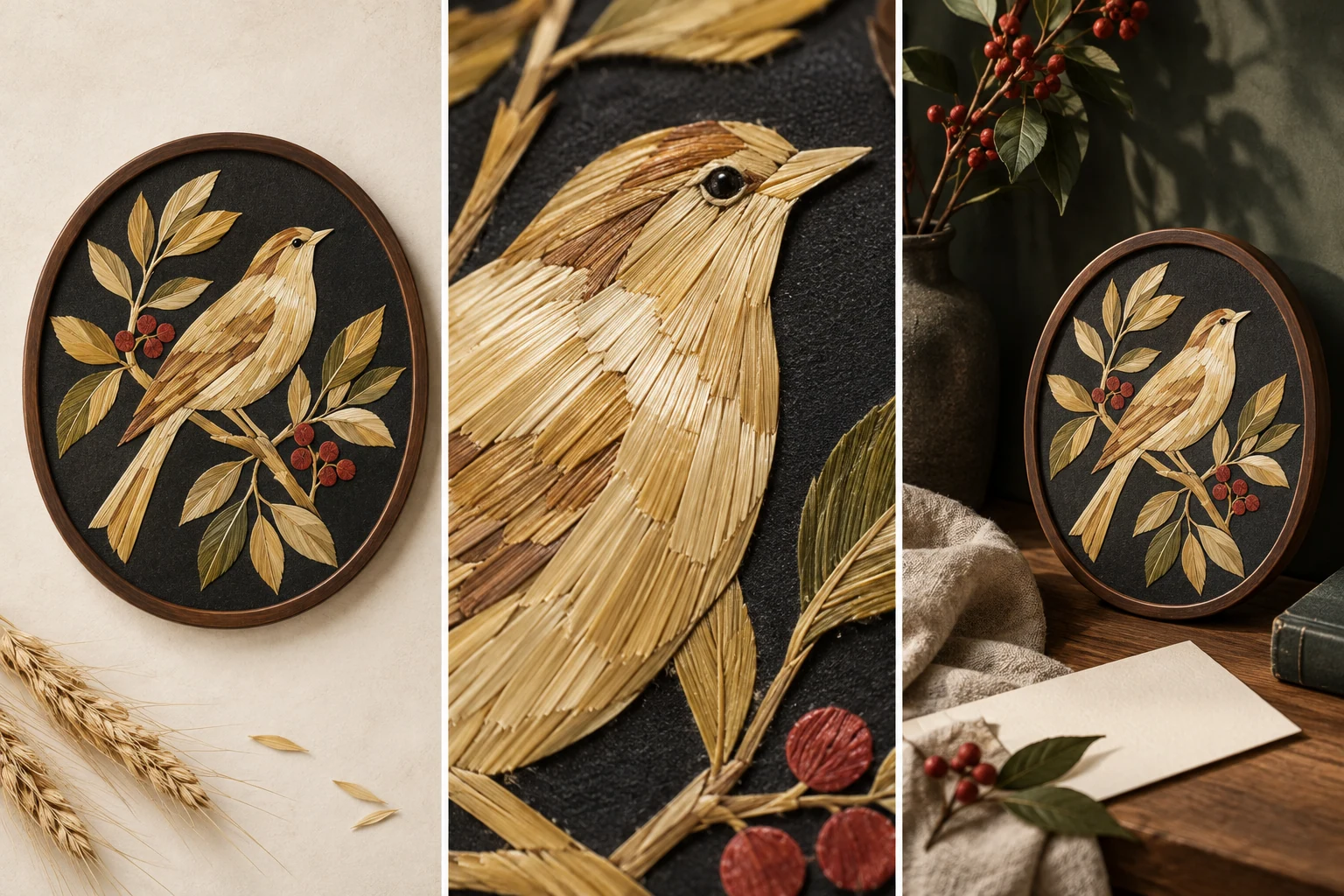 Straw marquetry — AI concept illustration